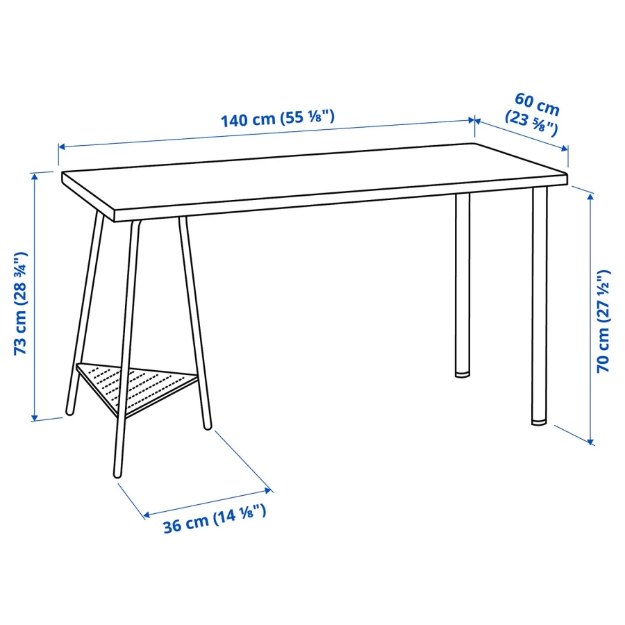 Письменный стол - IKEA LAGKAPTEN/TILLSLAG, 140х60 см, белый, ЛАГКАПТЕН/ТИЛЛЬСЛАГ ИКЕА (изображение №7)