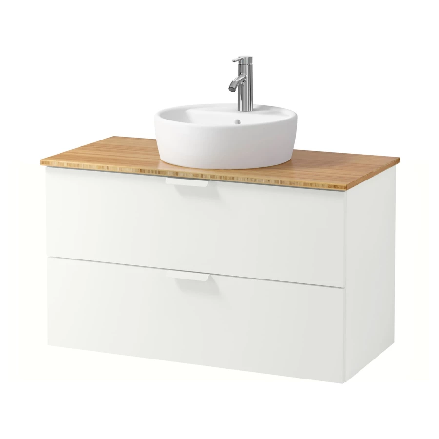 Шкаф со столешницей и умывальником - GODMORGON/TOLKEN / TÖRNVIKEN IKEA/ГОДМОРГОД /ТОЛКЕН/ТЕРНВИКЕН ИКЕА, 102х74 см, бежевый/белый (изображение №1)