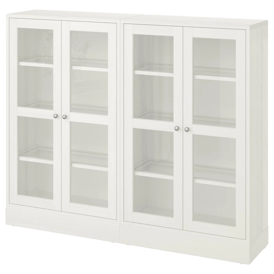 Комбинация для хранения со стеклянными дверцами - IKEA HAVSTA/ХАВСТА ИКЕА, 162x37x134 см, белый (изображение №1)