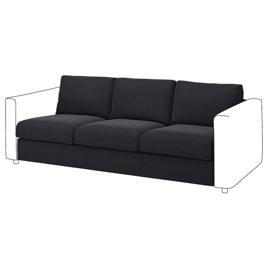 Чехол для 3-местной секции дивана -  IKEA VIMLE/ВИМЛЕ ИКЕА , черный (изображение №1)