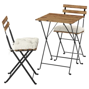 Складной комплект : стол + 2 стула с подушками - IKEA TÄRNÖ/TARNO/ТЭРНО ИКЕА, коричневый/черный/белый