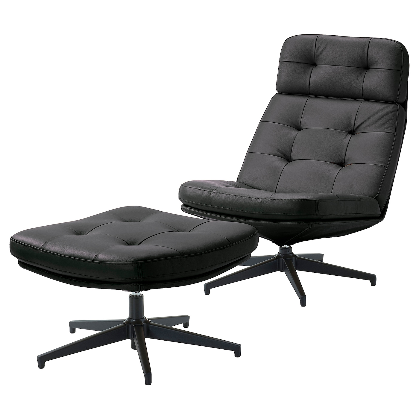Кресло и пуф - IKEA HAVBERG, 66х99х92 см, черный, ХАВБЕРГ ИКЕА