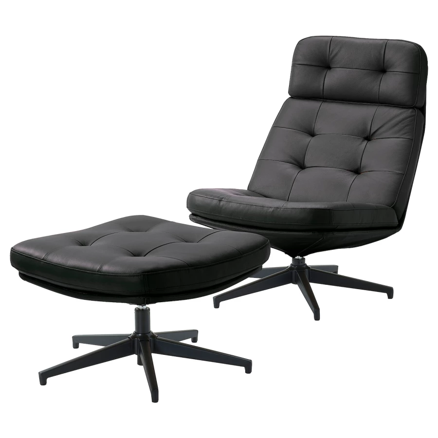 Кресло и пуф - IKEA HAVBERG, 66х99х92 см, черный, ХАВБЕРГ ИКЕА (изображение №1)