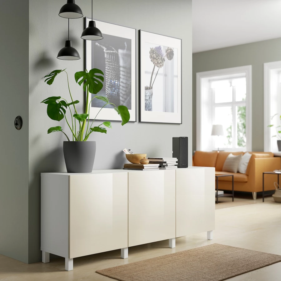 Комбинация для хранения - IKEA BESTÅ/BESTA/БЕСТА/БЕСТО ИКЕА, 180x40x74 см, серый, (изображение №7)