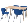 Стол и 4 стула - LISABO / KRYLBO IKEA/ ЛИСАБО/КРЫЛЬБО ИКЕА, 140х78х74 см, бежевый/синий