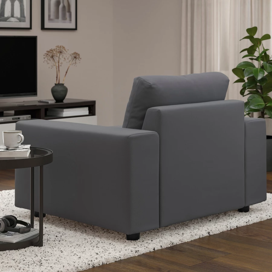 Кресло - IKEA VIMLE, 115х98х83 см, серый, ВИМЛЕ ИКЕА (изображение №3)