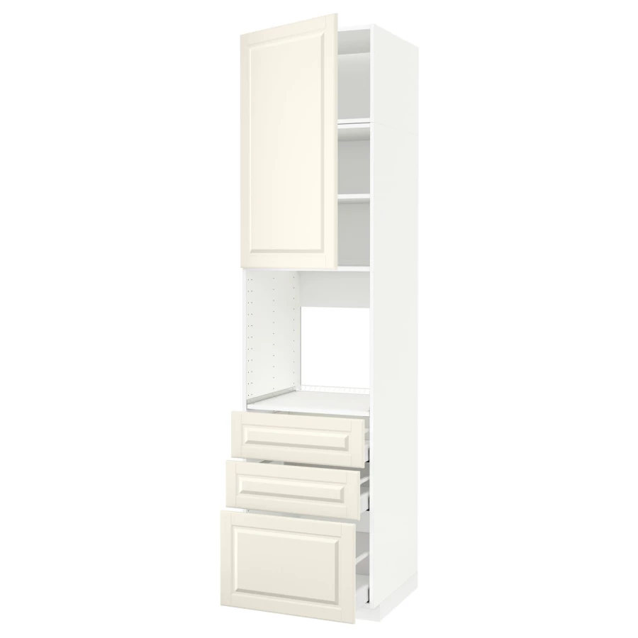 Высокий шкаф - IKEA METOD/MAXIMERA/МЕТОД/МАКСИМЕРА ИКЕА, 240х60х60 см, белый/кремовый (изображение №1)