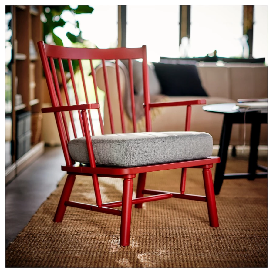 Кресло - IKEA PERSBOL, 69х70х84 см, коричнево-красный/серый, ПЕРСОБОЛ ИКЕА (изображение №2)