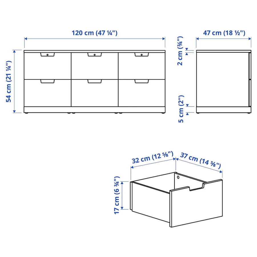 Комод - IKEA NORDLI/НОРДЛИ ИКЕА, 47х120х54 см, белый (изображение №6)