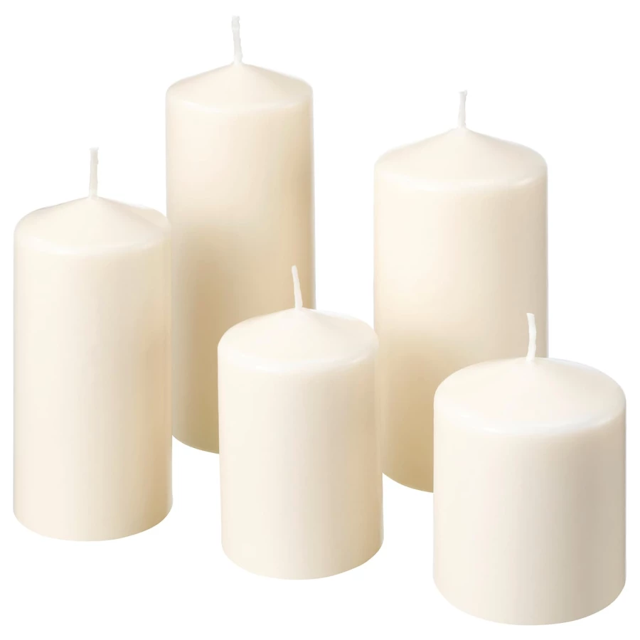 Блочная свеча - IKEA FENOMEN/ФЕНОМЕН ИКЕА, белый, 5 шт (изображение №1)