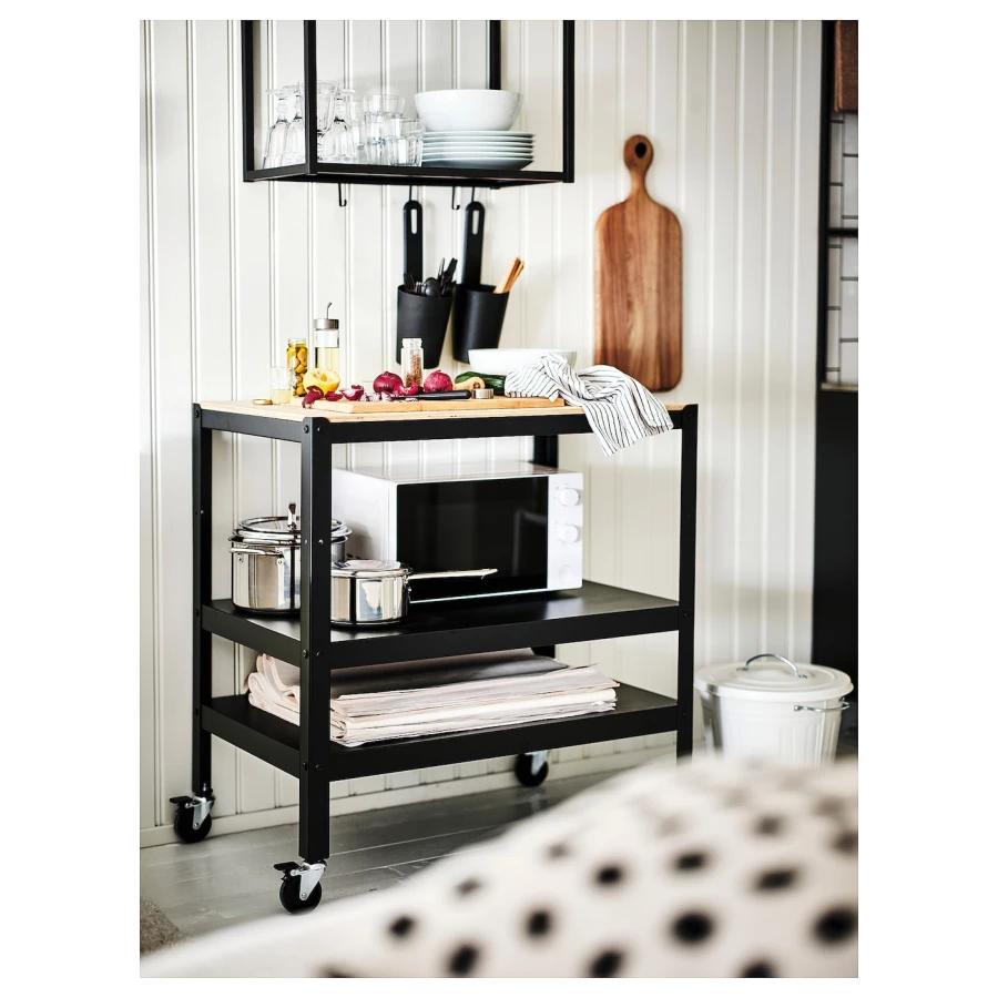 Тележка - IKEA BROR, черная/сосна фанера, 85х55х88 см, БРУР ИКЕА (изображение №5)