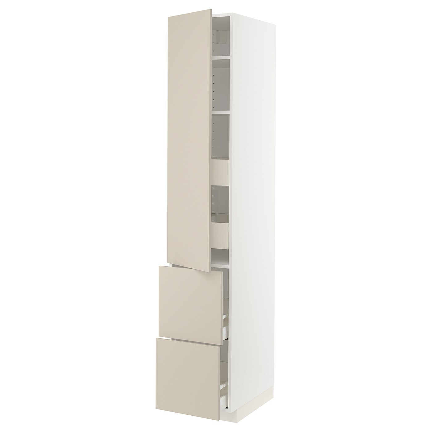 Высокий шкаф с ящиками - IKEA METOD/MAXIMERA/МЕТОД/МАКСИМЕРА ИКЕА, 220х60х40 см, белый/бежевый