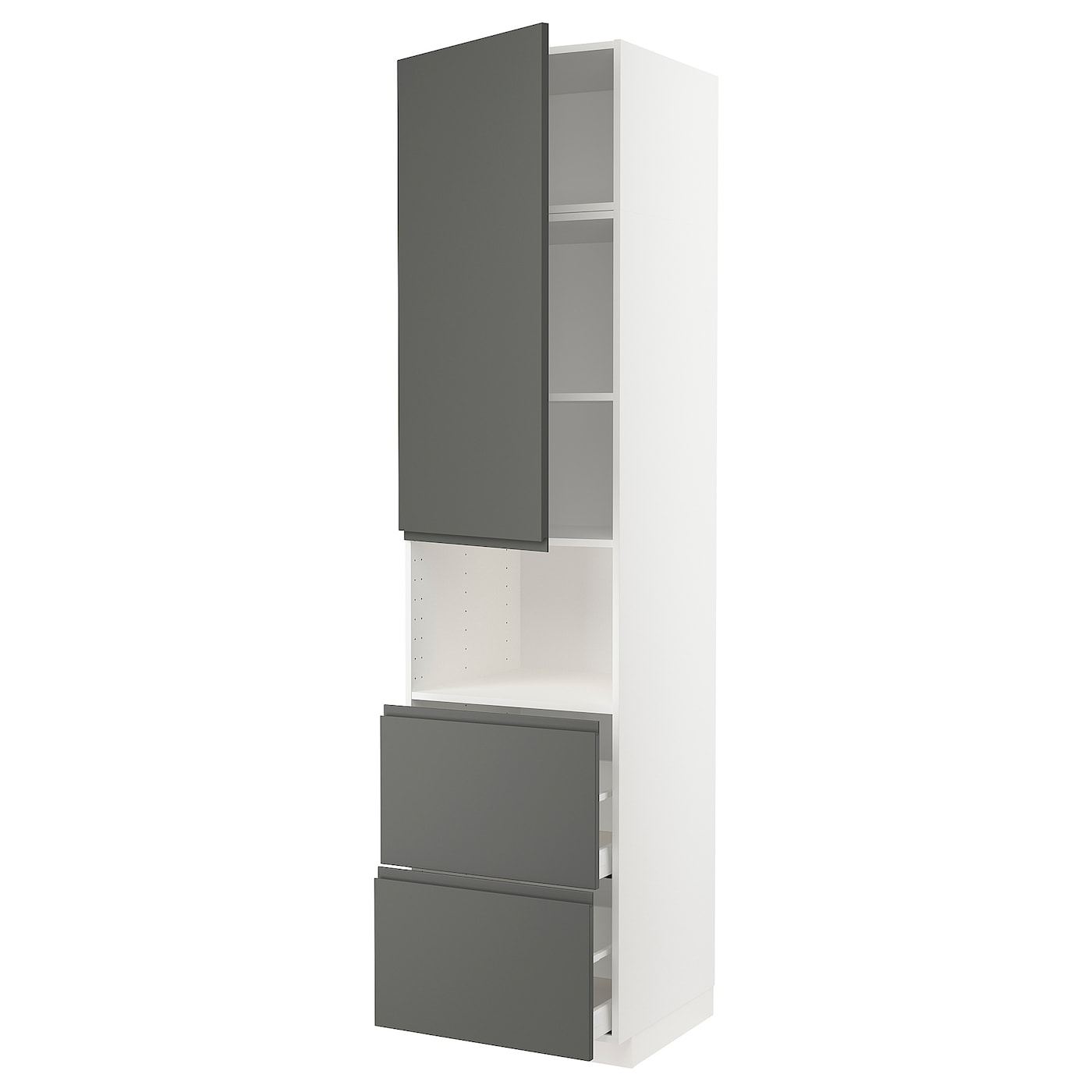 Высокий шкаф с ящиками - IKEA METOD/MAXIMERA/МЕТОД/МАКСИМЕРА ИКЕА, 240х60х60 см, белый/темно-серый