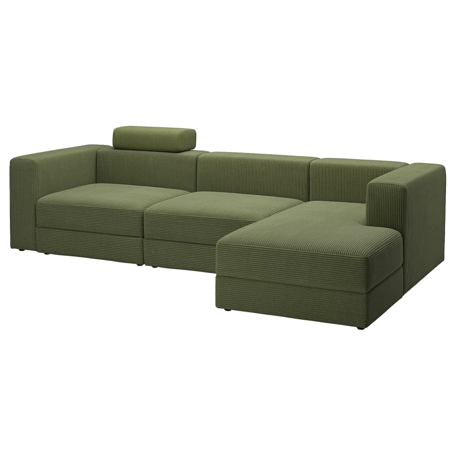 3-местный диван и шезлонг - IKEA JÄTTEBO/JATTEBO,  71x160x310см, зеленый, ЙЕТТЕБО (изображение №1)