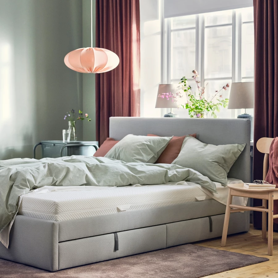 Матрас для двуспальной кровати - IKEA ÅBYGDA/АБЮГДА ИКЕА, 90x200 см,белый (изображение №2)