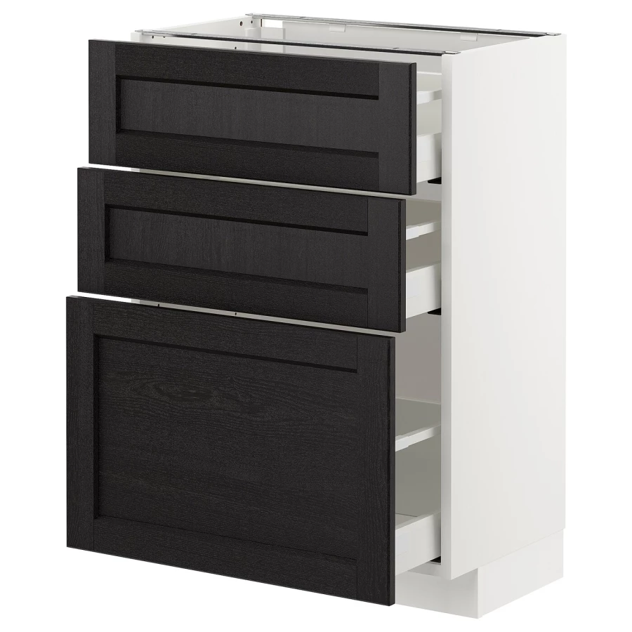 Напольный шкаф - METOD / MAXIMERA IKEA/ МЕТОД/ МАКСИМЕРА ИКЕА,  88х60 см, белый/черный (изображение №1)