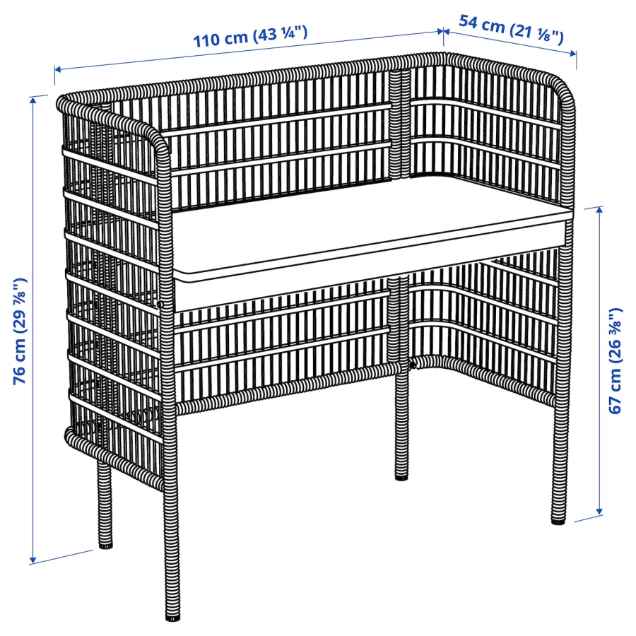 Письменный стол- FRYKSÅS IKEA /ФРИКСОС ИКЕА, ротанг, 110x54 см (изображение №4)