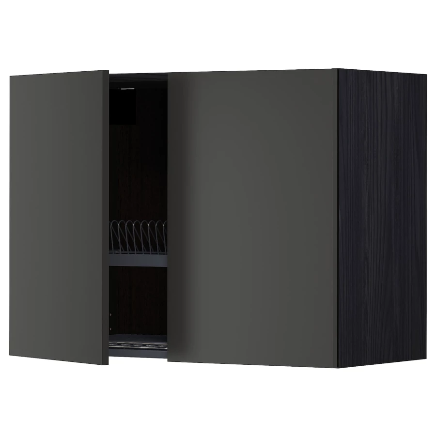 Навесной шкаф с сушилкой - METOD IKEA/ МЕТОД ИКЕА, 60х80 см, черный (изображение №1)