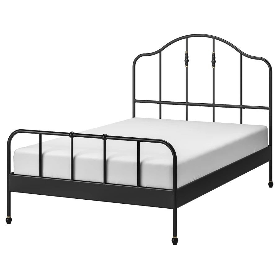 Двуспальная кровать - IKEA SAGSTUA/LINDBÅDEN/LINDBADEN, 200х140 см, черный, САГСТУА/ЛИНДБАДЕН ИКЕА (изображение №1)