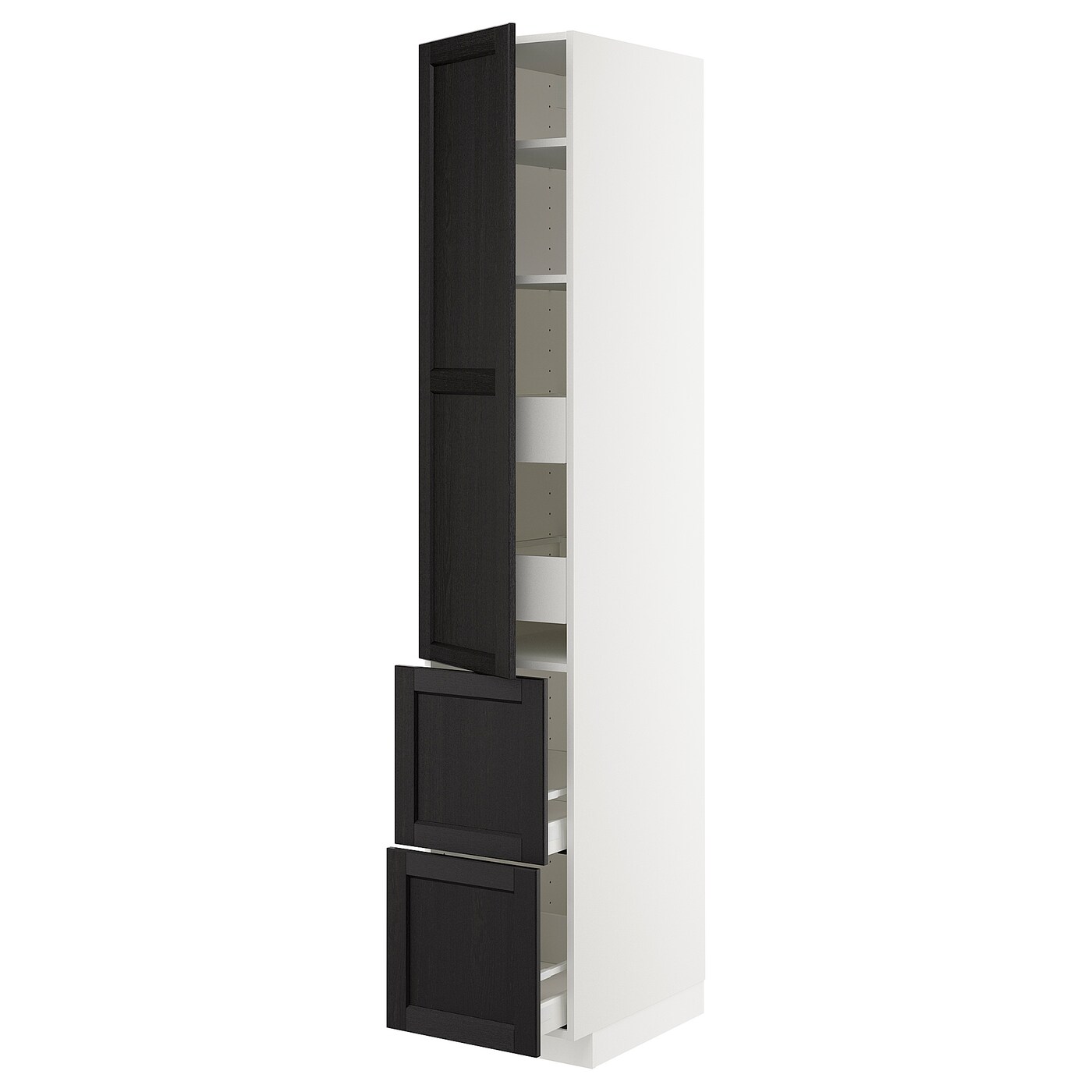Высокий шкаф - IKEA METOD/MAXIMERA/МЕТОД/МАКСИМЕРА ИКЕА, 220х60х40 см, белый/черный