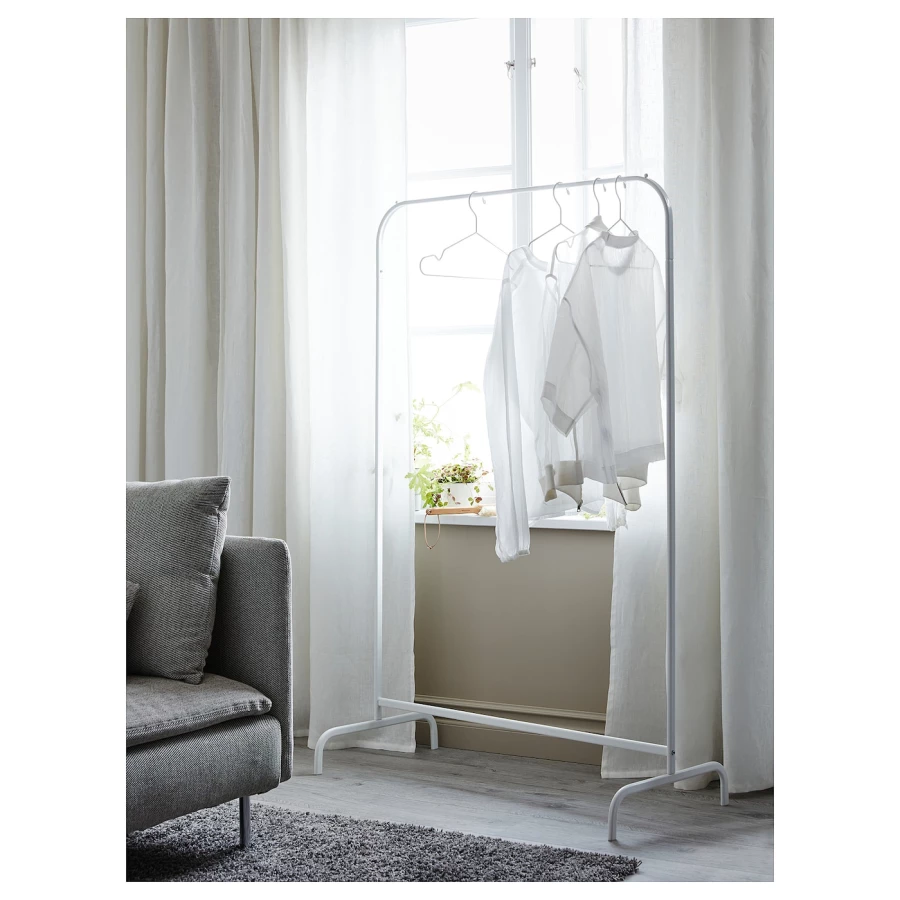 Вешалка напольная - IKEA MULIG/МУЛИГ ИКЕА, 152х99 см, белый (изображение №4)