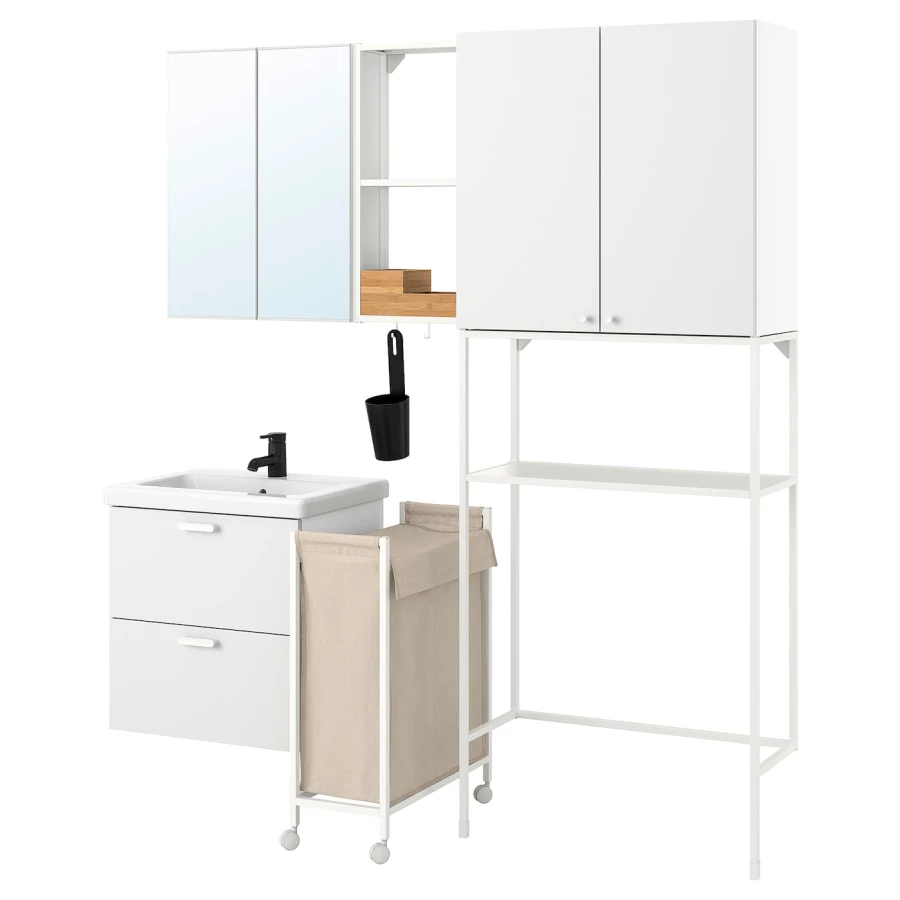 Комбинация для ванной - IKEA ENHET,  180x43x204 см, белый, ЭНХЕТ ИКЕА (изображение №1)