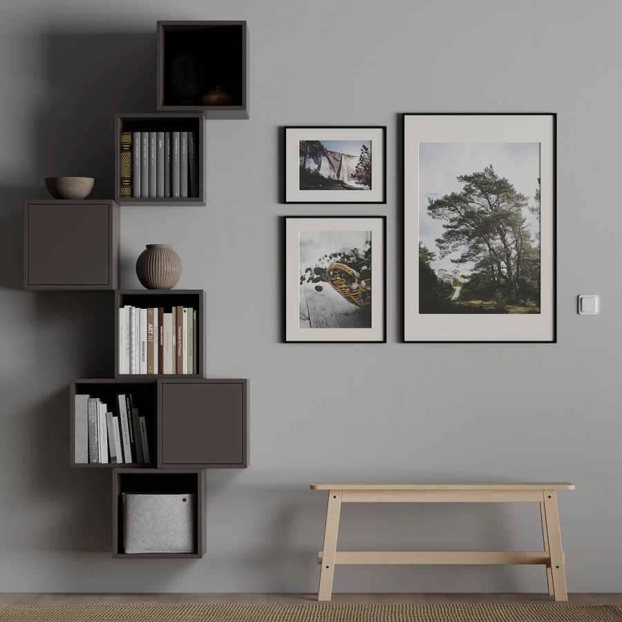 Комбинация навесных шкафов - IKEA EKET, 80x35x210 см, темно-серый, ЭКЕТ ИКЕА (изображение №7)