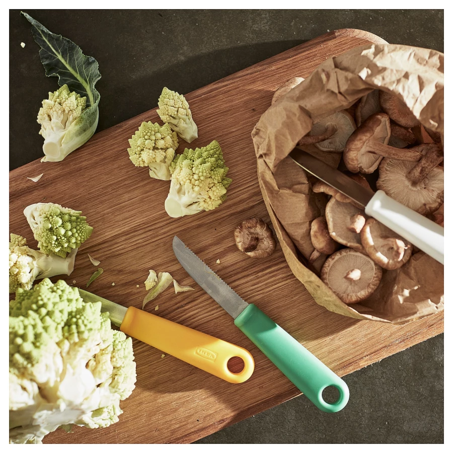 Нож для овощей - IKEA UPPFYLLD, 18см, зеленый/оранжевый/светло-серый, УППФИЛЛД ИКЕА (изображение №4)
