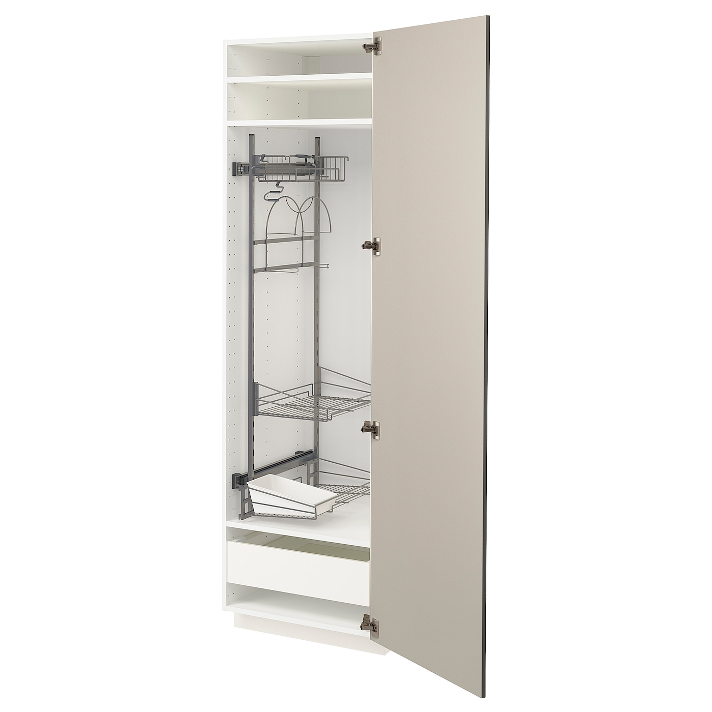 Высокий шкаф/бытовой - IKEA METOD/MAXIMERA/МЕТОД/МАКСИМЕРА ИКЕА, 200х60х60 см, белый/бежевый