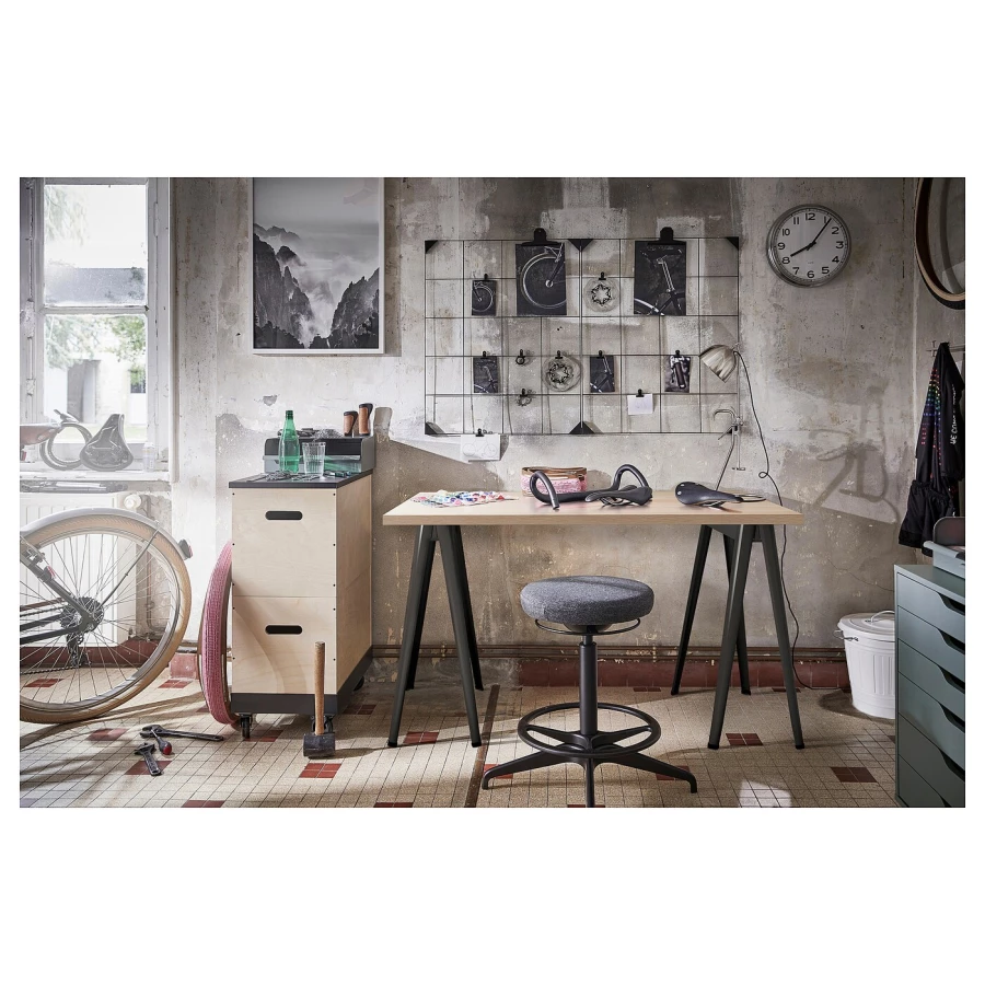 Письменный стол - IKEA LAGKAPTEN/NÄRSPEL/NARSPEL, 120х60 см, под беленый дуб/темно-серый, ЛАГКАПТЕН/НЭРСПЕЛЬ ИКЕА (изображение №5)