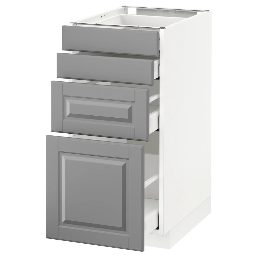 Напольный кухонный шкаф  - IKEA METOD MAXIMERA, 88x61,9x40см, белый/серый, МЕТОД МАКСИМЕРА ИКЕА (изображение №1)