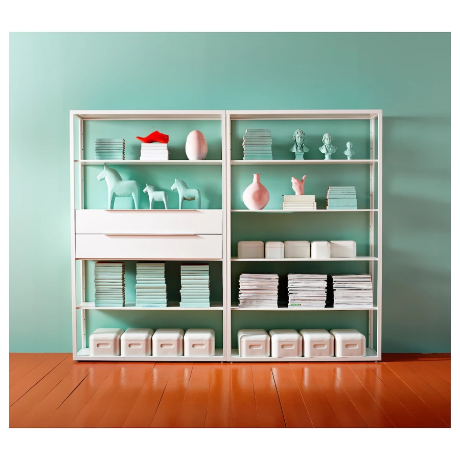 Книжный шкаф - FJÄLKINGE / FJАLKINGE  IKEA/ ФЬЕЛЬКИНГЕ  ИКЕА,   236х193 см,  белый (изображение №2)