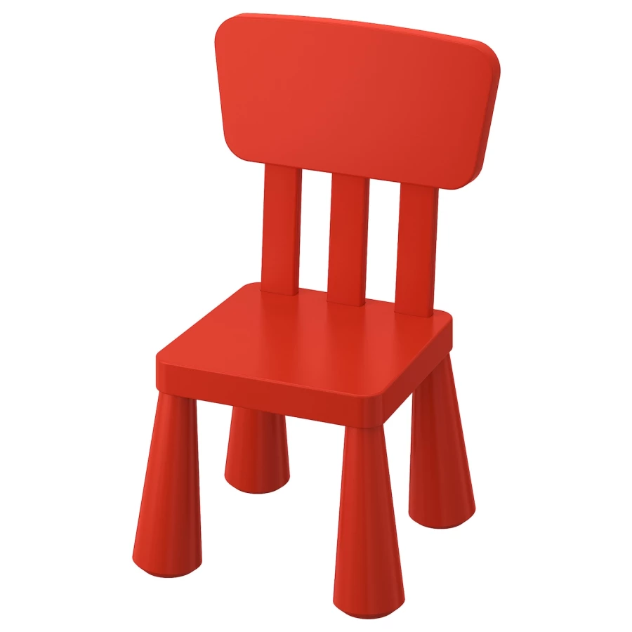 Стул детский - IKEA MAMMUT/МАММУТ ИКЕА, 67х39 см, красный (изображение №1)