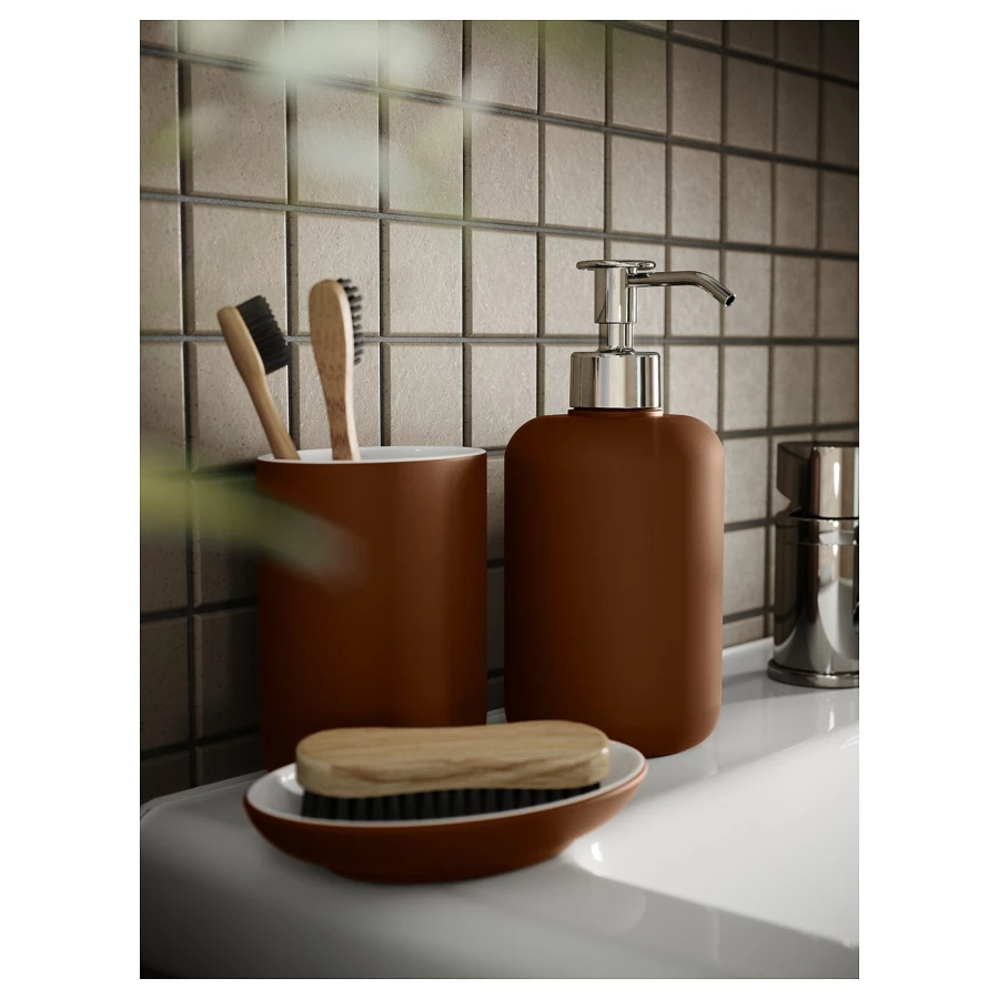 Дозатор для мыла - EKOLN IKEA/ ЭКОЛЬН ИКЕА,  18 см, коричневый (изображение №4)