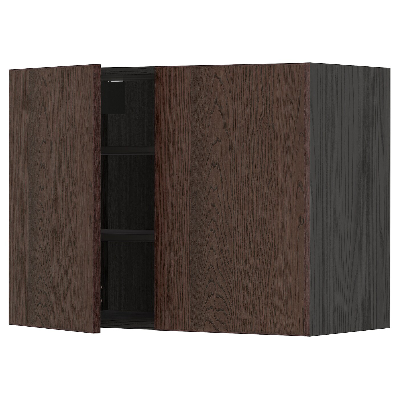 Навесной шкаф с полкой - METOD IKEA/ МЕТОД ИКЕА, 60х80 см,  черный/коричневый