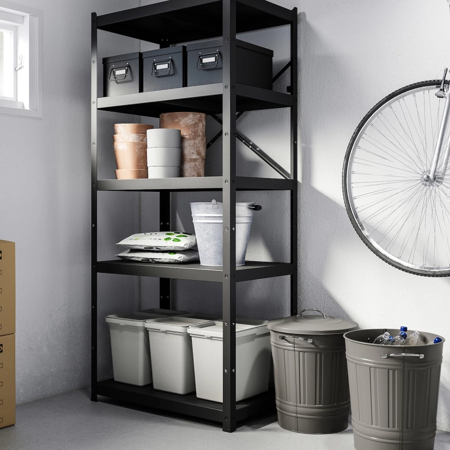 Корзина для мусора - IKEA KNODD, 40л, серый, КНОДД ИКЕА (изображение №7)