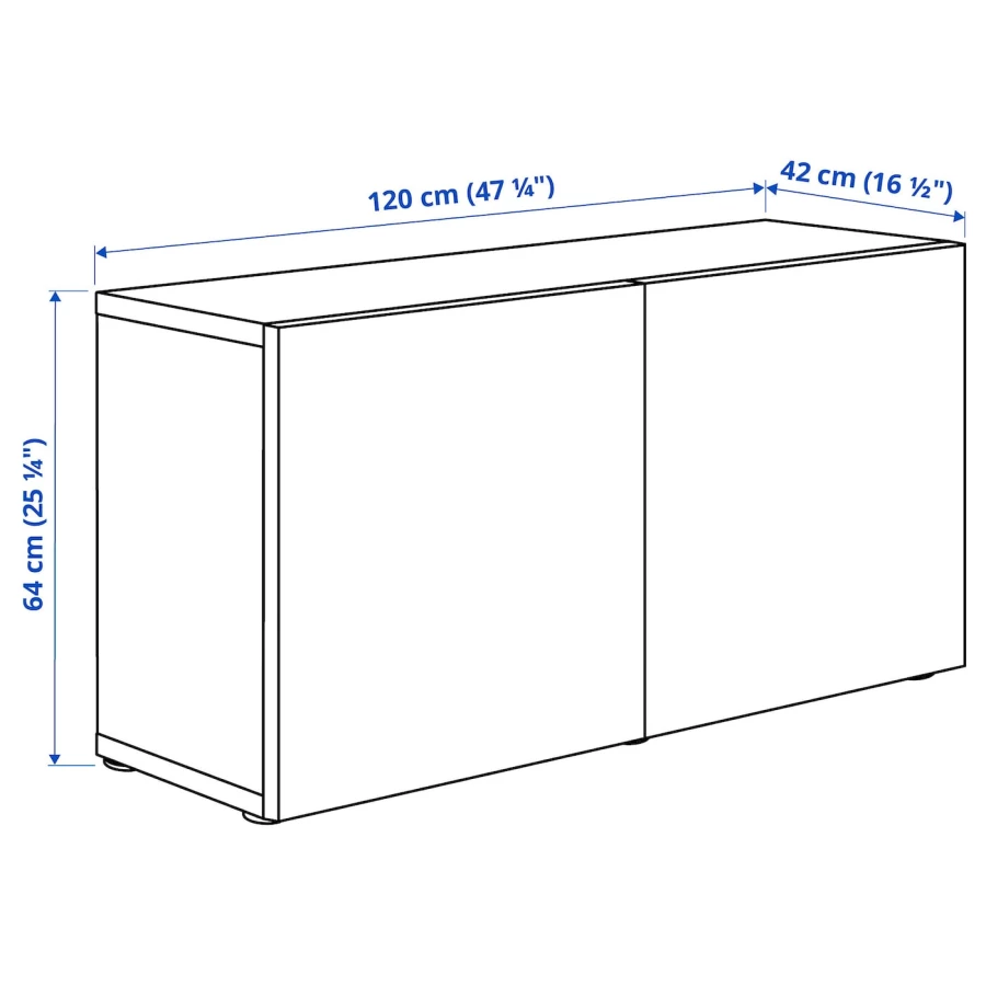 Шкаф - IKEA BESTÅ/BESTA/БЕСТО ИКЕА, 120x42x64 см, белый (изображение №4)