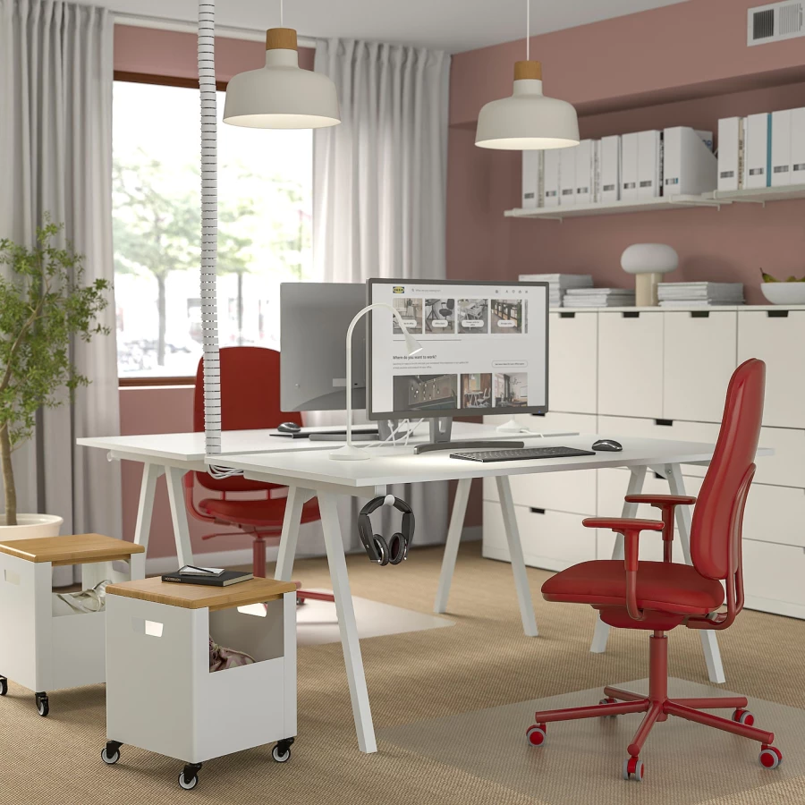 Офисный стул с подлокотниками - IKEA SMÖRKULL/SMORKULL/СМЁРКУЛЛ ИКЕА, 104х66х59 см, красный (изображение №5)