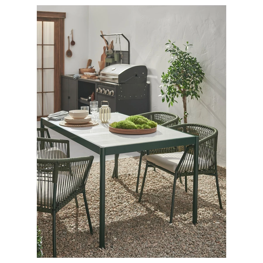 Обеденный стол и стулья - IKEA SEGERÖN/SEGERON, 147см, серый, СЕГЕРОН ИКЕА (изображение №6)