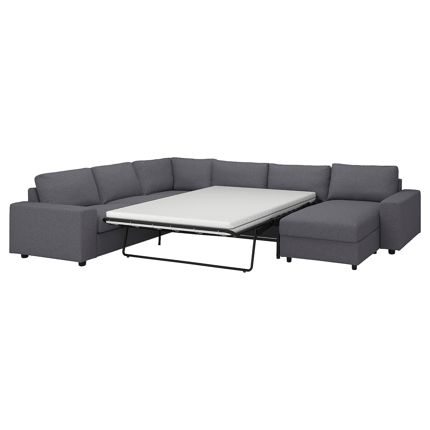 Угловой диван-кровать с шезлонгом - IKEA VIMLE/ВИМЛЕ ИКЕА, 256/356х68х164 см, темно-серый