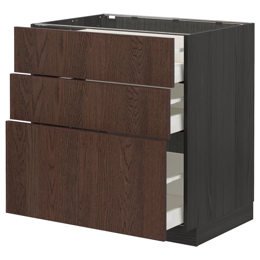 Напольный кухонный шкаф  - IKEA METOD MAXIMERA, 88x62x80см, черный/коричневый, МЕТОД МАКСИМЕРА ИКЕА (изображение №1)