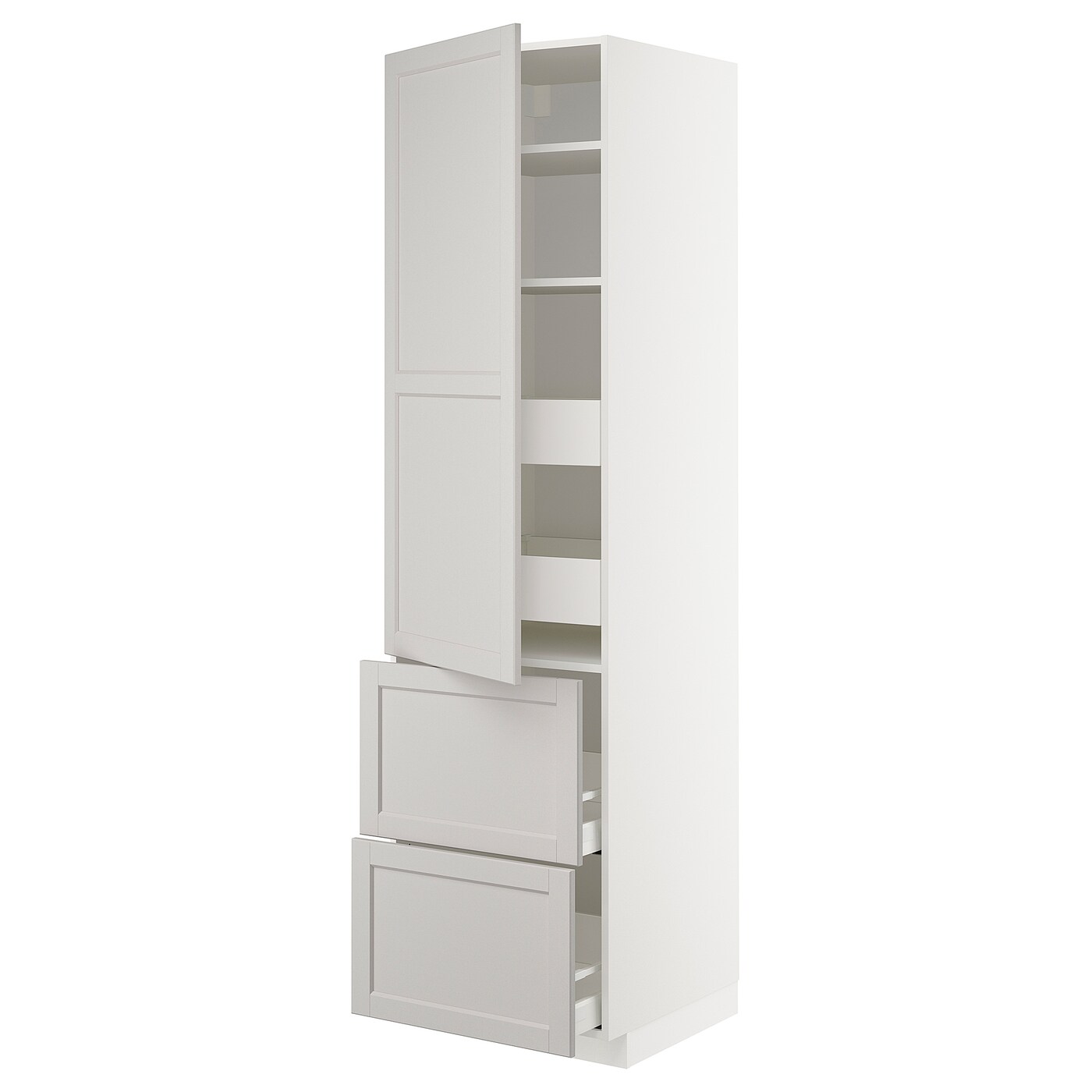 Высокий шкаф - IKEA METOD/MAXIMERA/МЕТОД/МАКСИМЕРА ИКЕА, 60х60х220 см, белый/серый