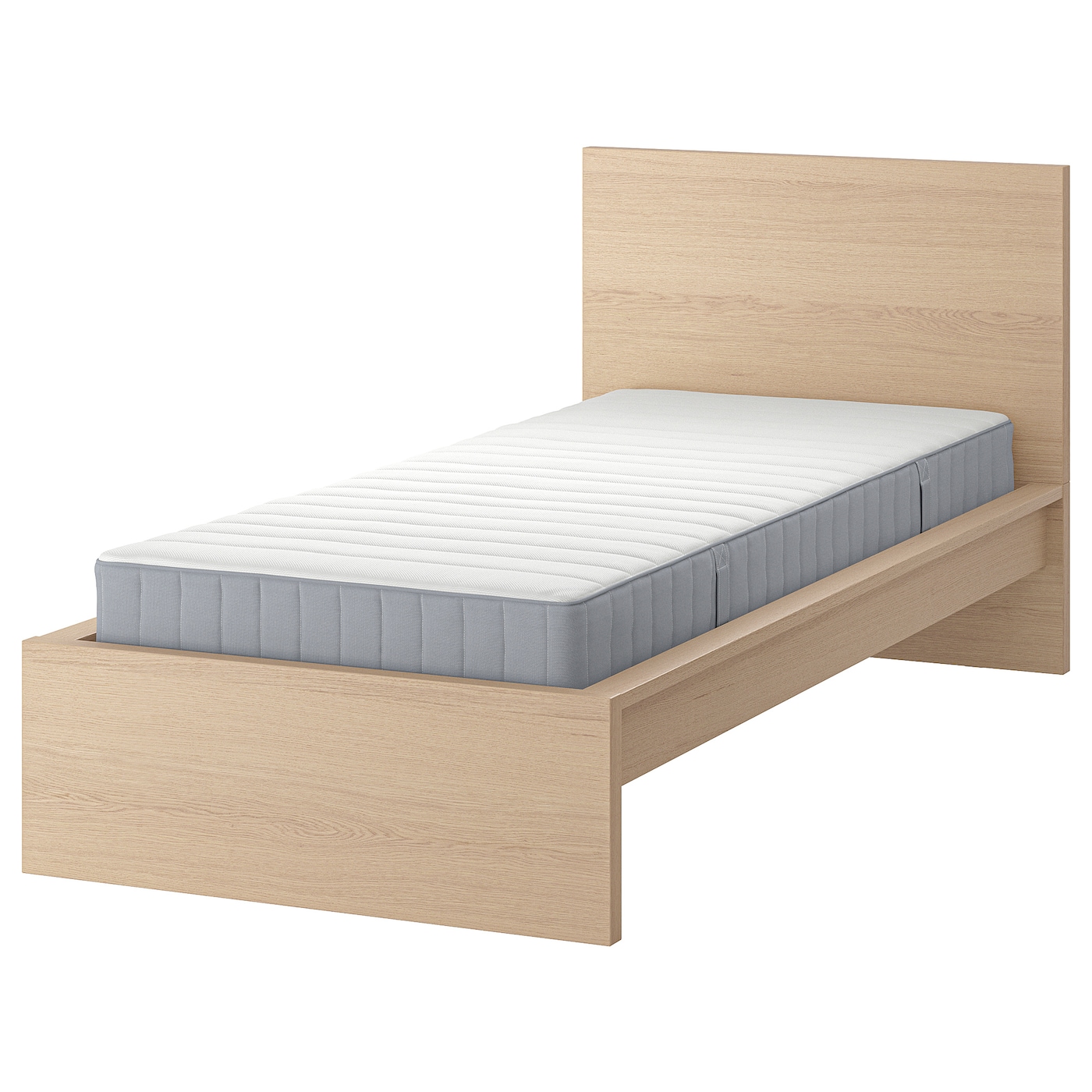 Кровать - IKEA MALM, 200х120 см, матрас средне-жесткий, под беленый дуб, МАЛЬМ ИКЕА