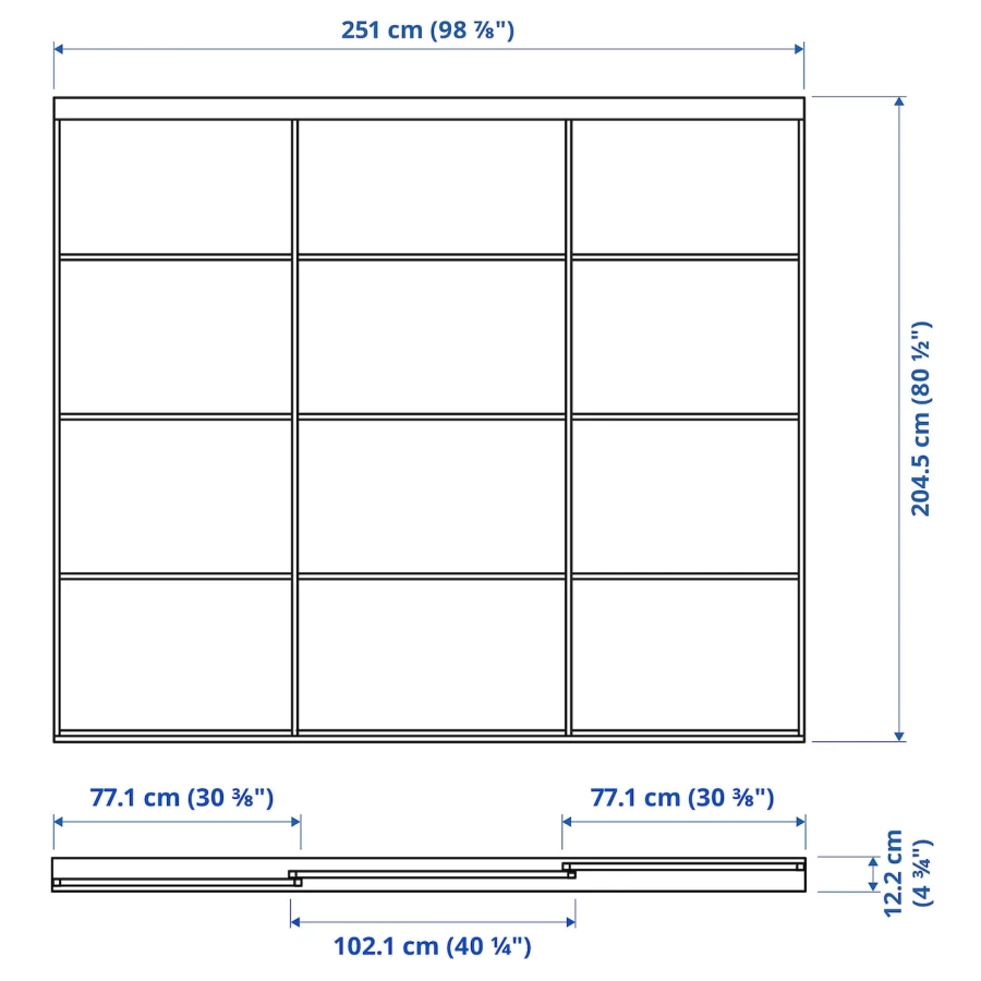 Пара раздвижных дверей - SKYTTA/AULI IKEA/ СКЮТТА/ АУЛИ ИКЕА, 251х205 см,  голубой (изображение №2)