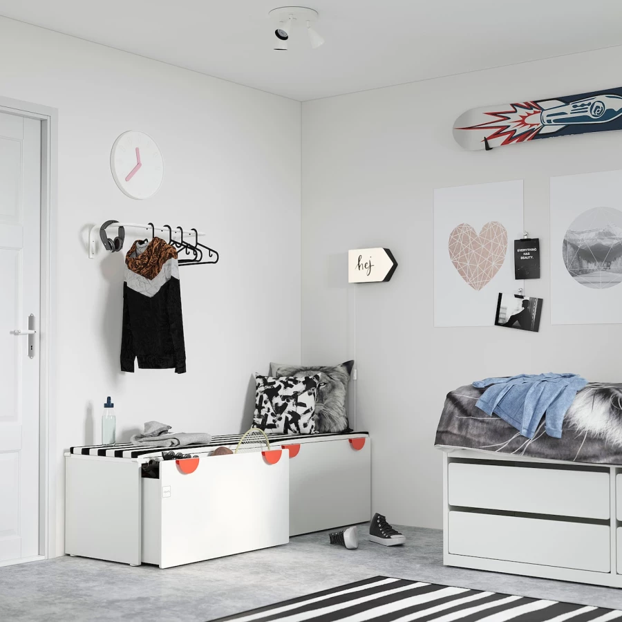 Шкаф детский - IKEA SMÅSTAD/SMASTAD, 90x50x48 см, белый, СМОСТАД ИКЕА (изображение №4)