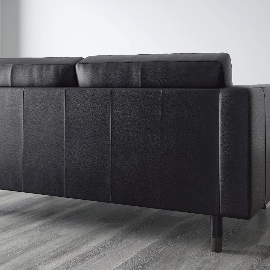 2-местный диван - IKEA LANDSKRONA, 164х89х78 см, черный, кожа, ЛАНДСКРУНА ИКЕА (изображение №3)