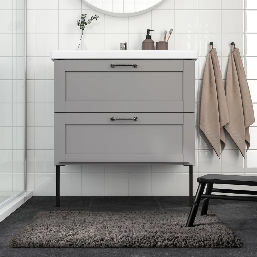 Коврик для ванной - IKEA ALMTJÄRN/ALMTJARN, 90х60 см, серый, АЛЬМТЬЕРН ИКЕА (изображение №4)