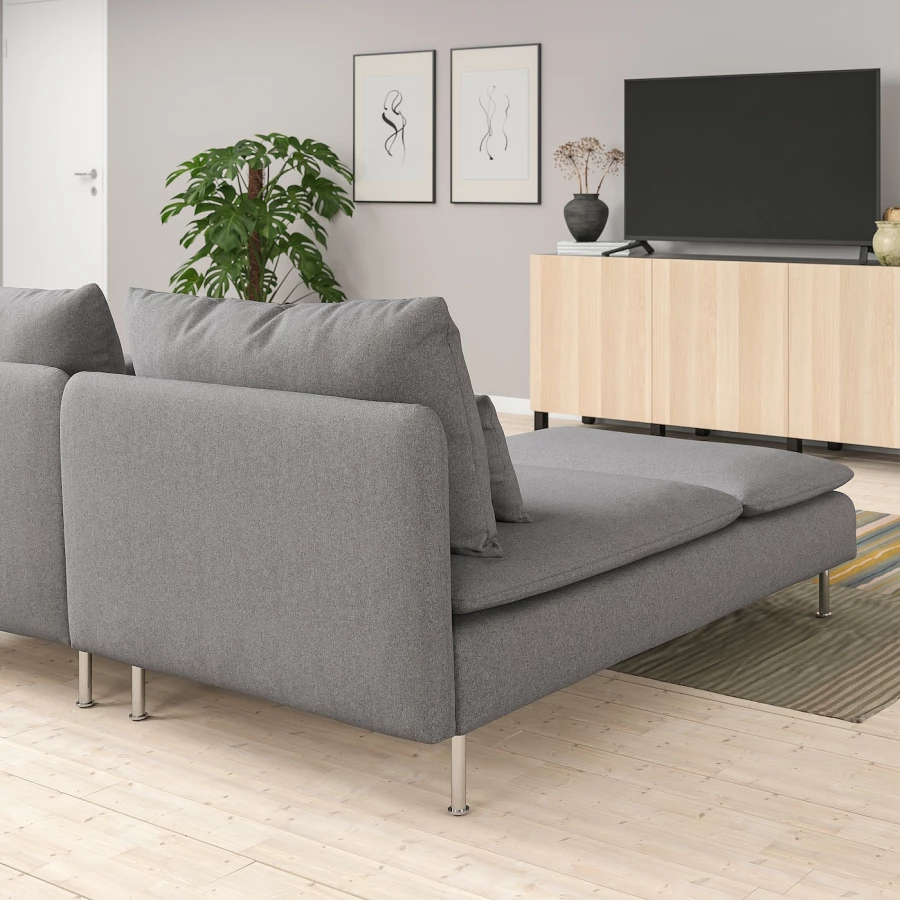 2-местный диван - IKEA SÖDERHAMN/SODERHAMN, 99x186см, серый, СЕДЕРХАМН ИКЕА (изображение №3)