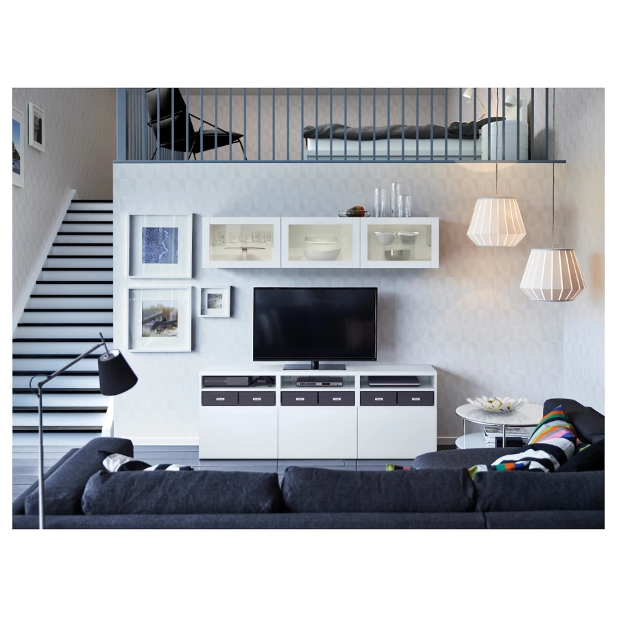 Комбинация для хранения ТВ - IKEA BESTÅ/BESTA, 192x42x180см, белый, БЕСТО ИКЕА (изображение №13)