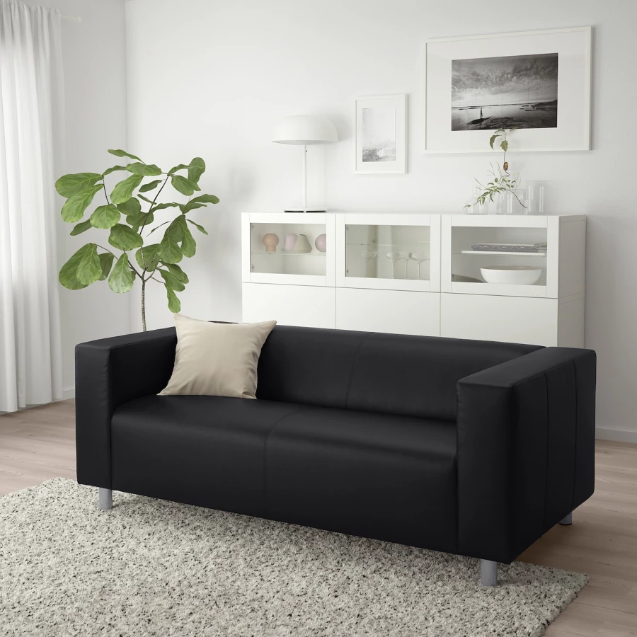 2-местный диван - IKEA KLIPPAN,  88x66x177см, черный, КЛИППАН ИКЕА (изображение №2)